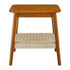 23" Mid-Century Side Table with Woven Shelf
