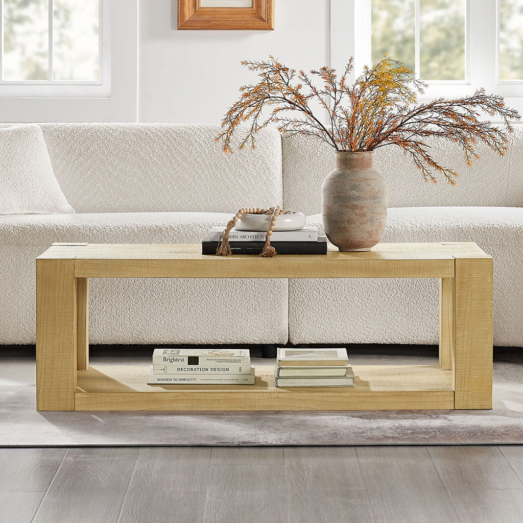 2-Piece Modern 2 Tier Rectangle Coffee Table Set