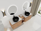 72" Wall-Mounted Bathroom Vanity With Ceramic Art Sink