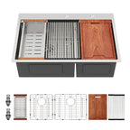 Topmount Drop-In Kitchen Sink - 33"x22" Double Bowl