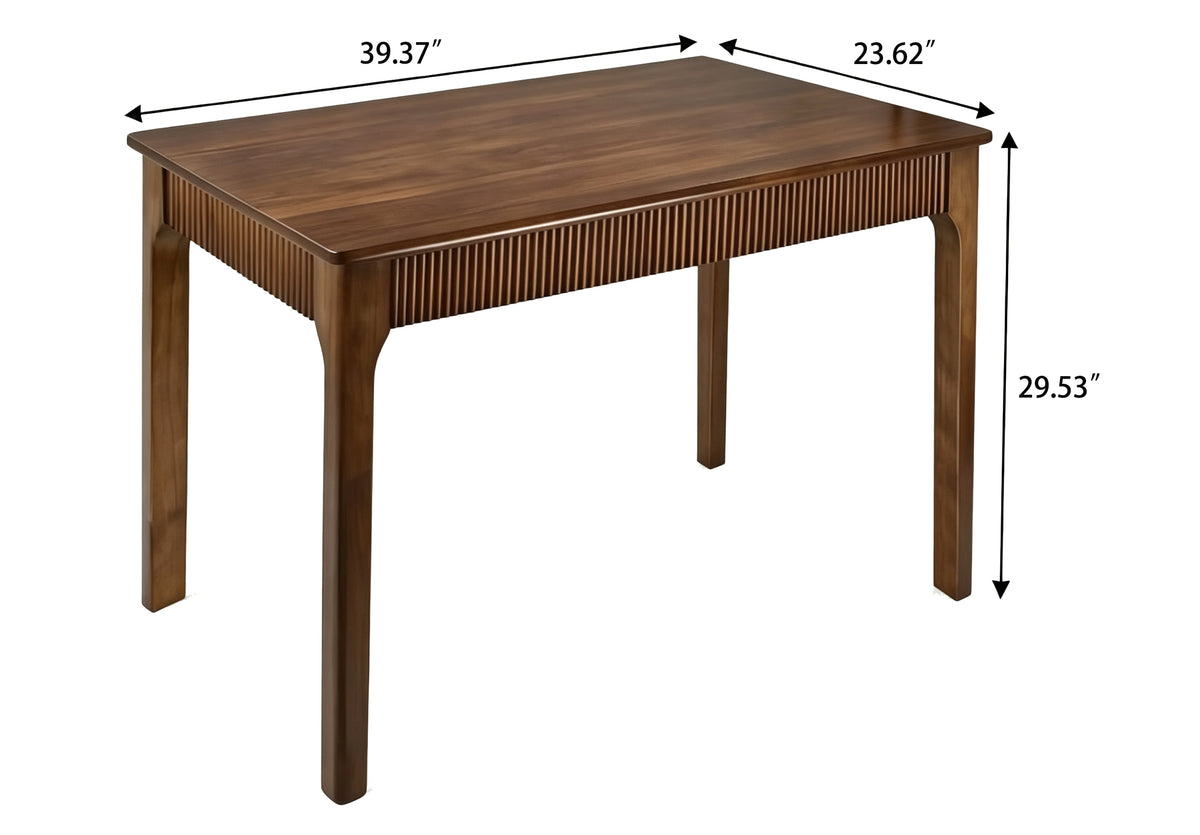 39-Inch Solid Wood Dining Table, Rectangular Rubber Wood, Walnut