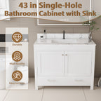 Modern 43" Bathroom Vanity with Artificial Marble Carrara