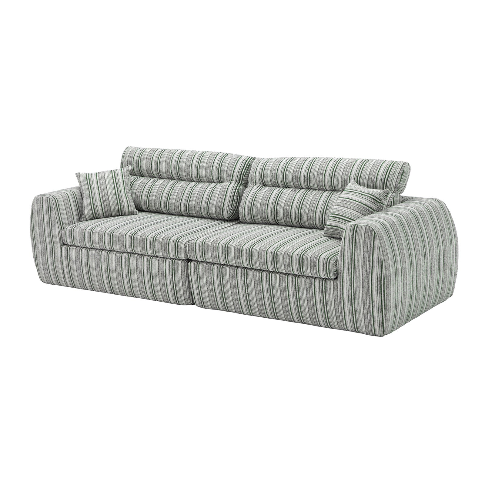 Woven Chenille Striped Compression Sofa - Straight Row Compact Couch