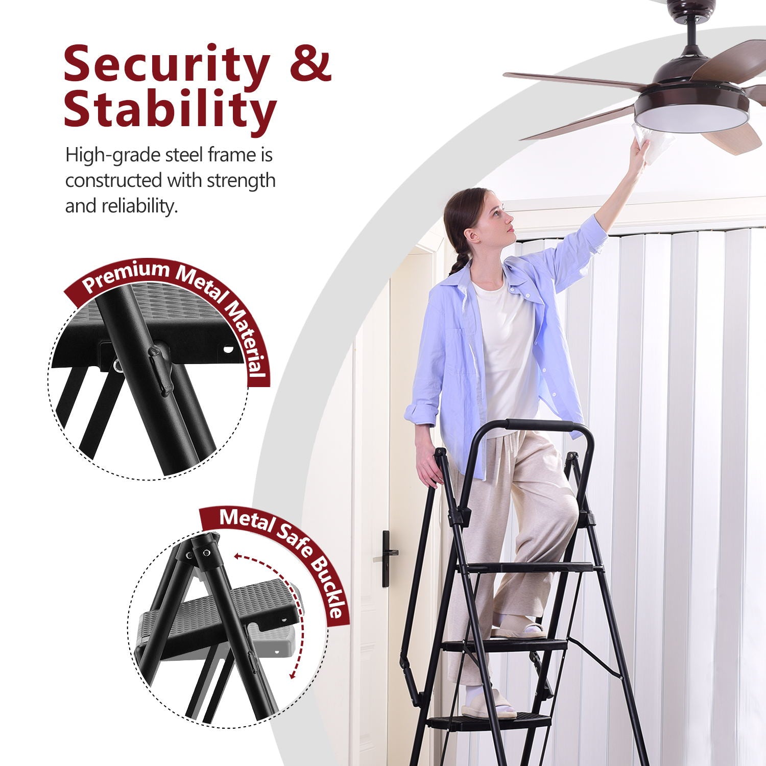 Four Step Ladder - Lightweight Folding Step Stool