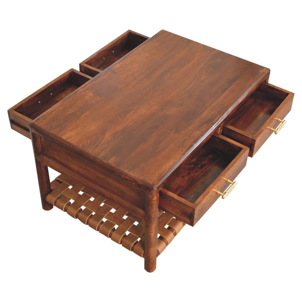Regency Woven Console Table with 4 Drawers
