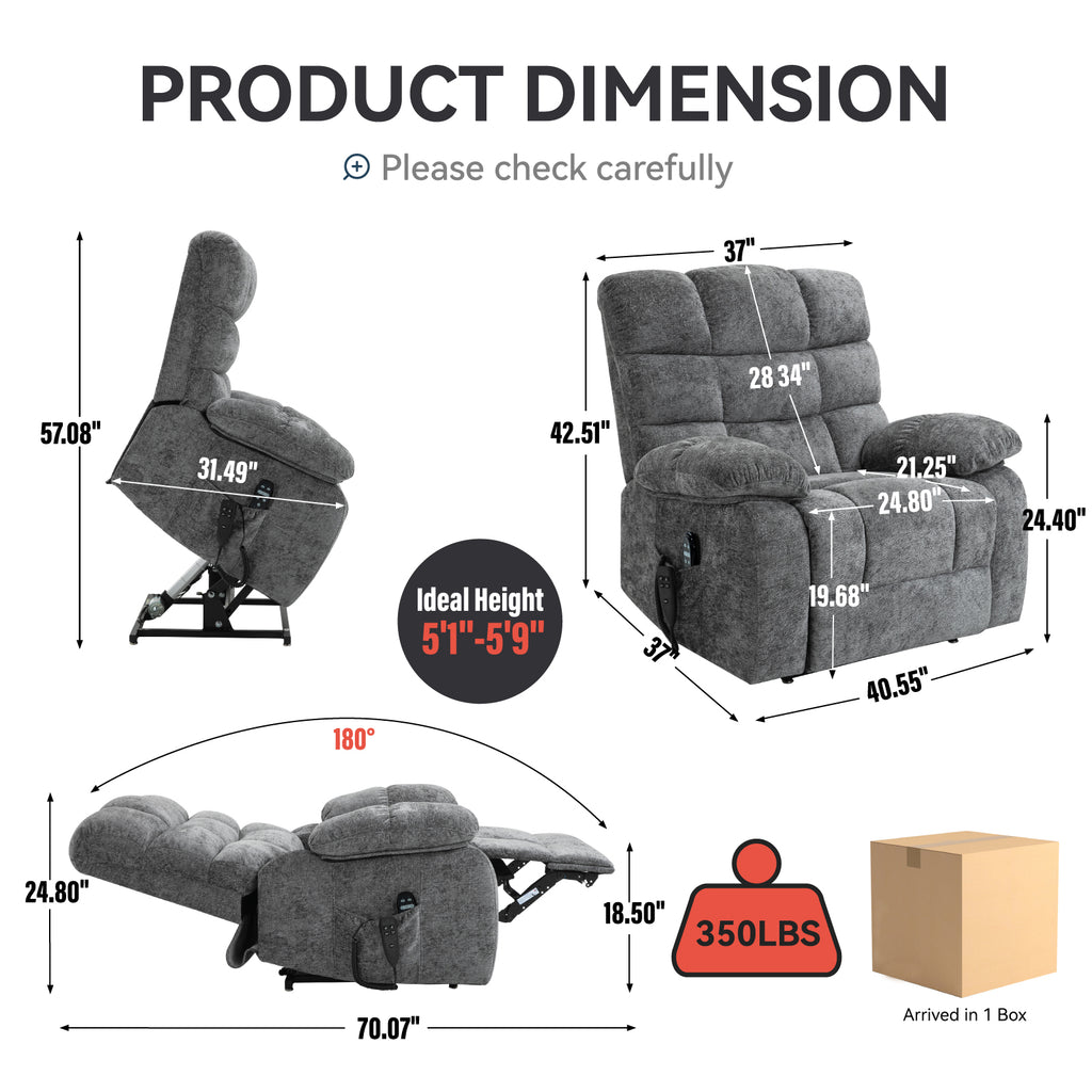 Lift Recliner Chair with Heat Massage - Dual Motor