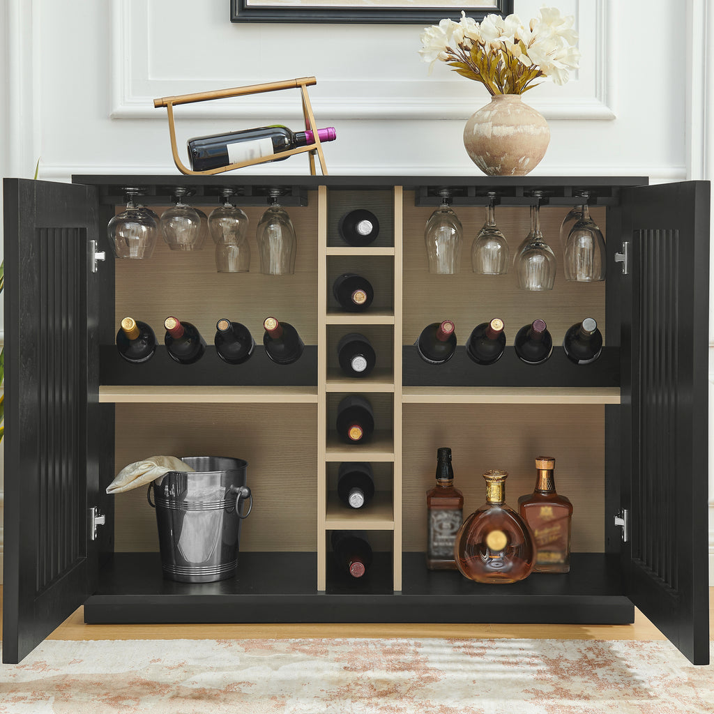 Mid Century Modern Fluted Hollowed Out Liquor Cabinet