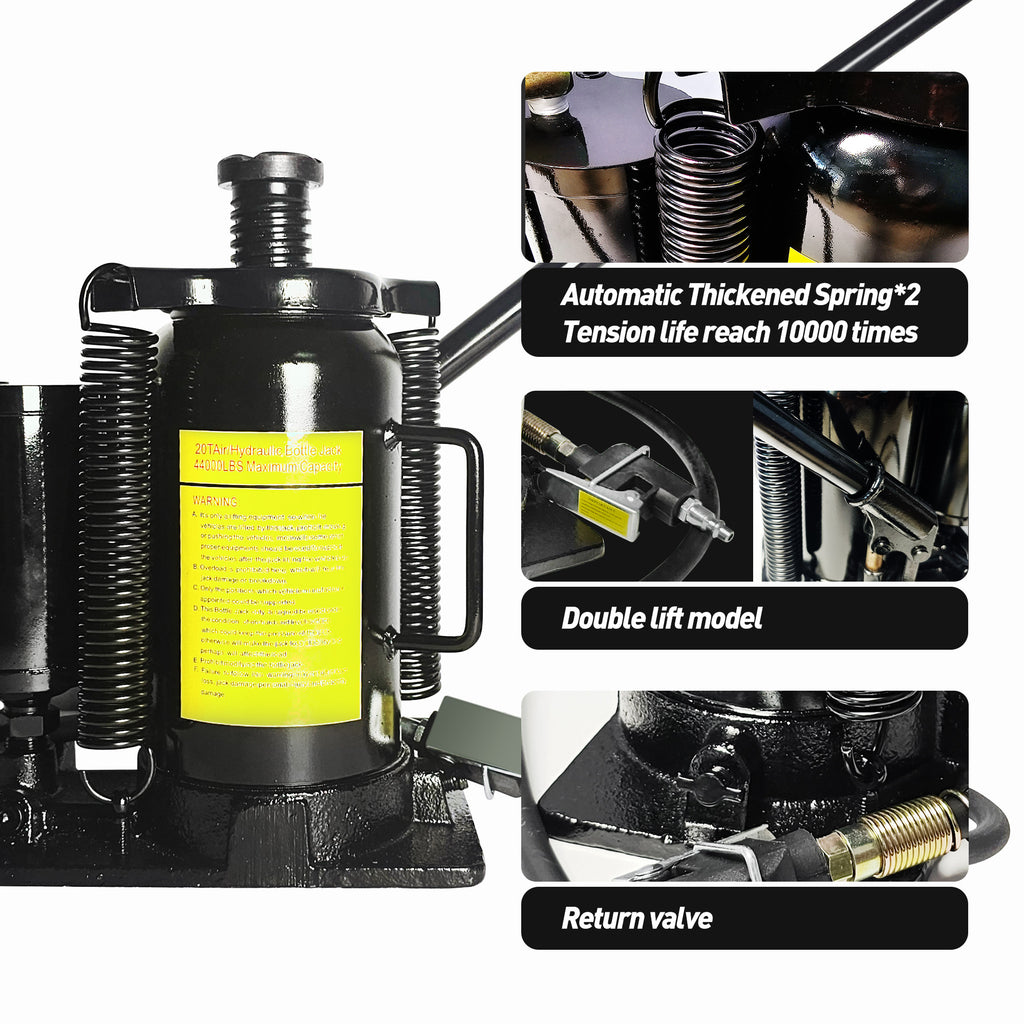Air Hydraulic Bottle Jack, 20 Ton/40000 LBS