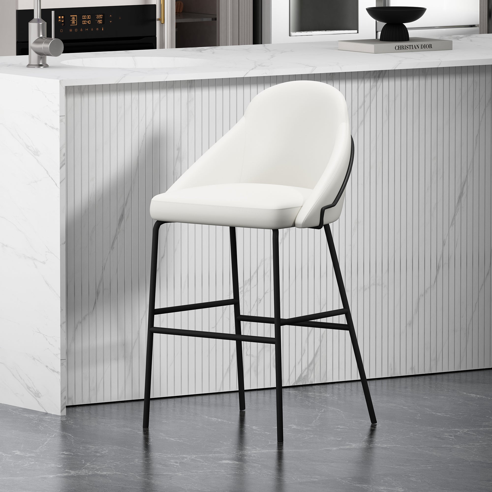 Gracie Metal Upholstered Barstool