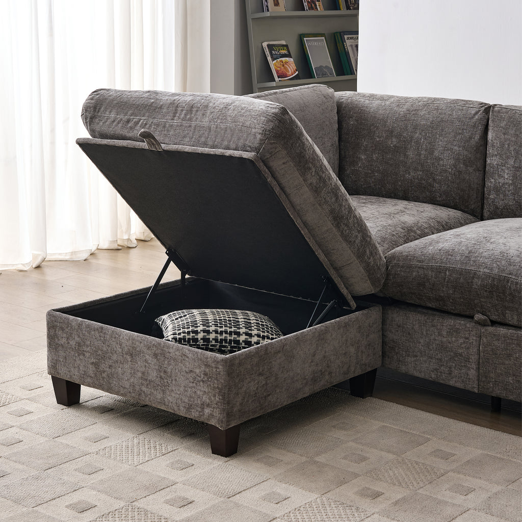 96.5" Sectional Couch with Ottoman
