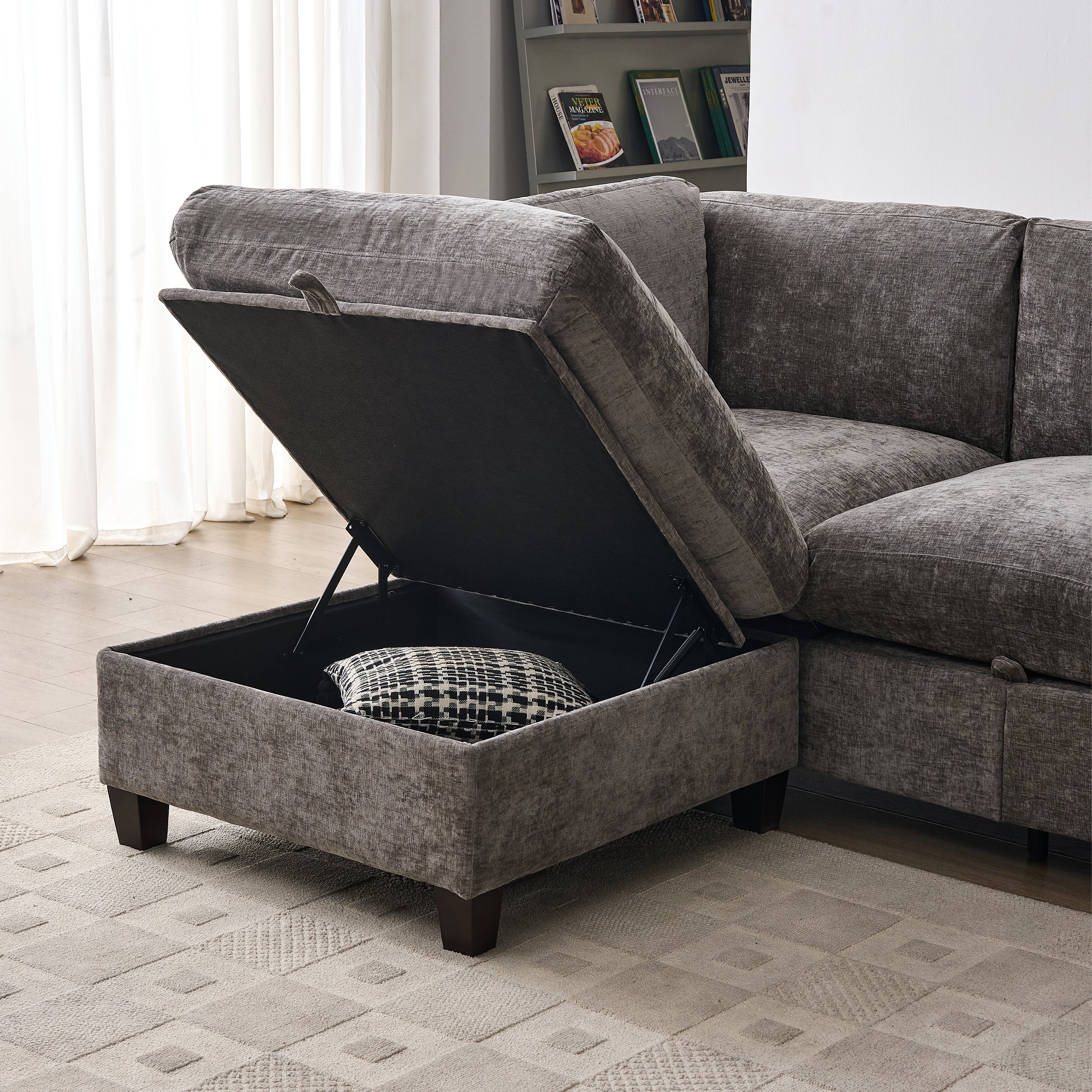 96.5" Sectional Couch with Ottoman