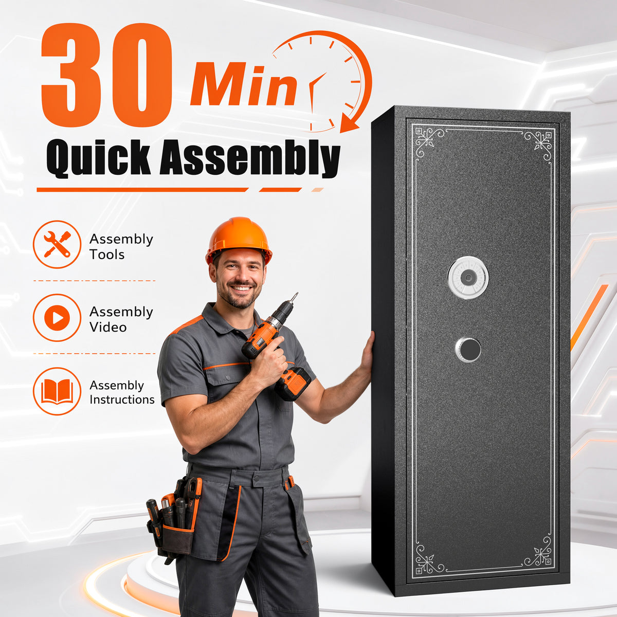 Biometric Large Gun Safe - 57" Quick Access Rifle Safe