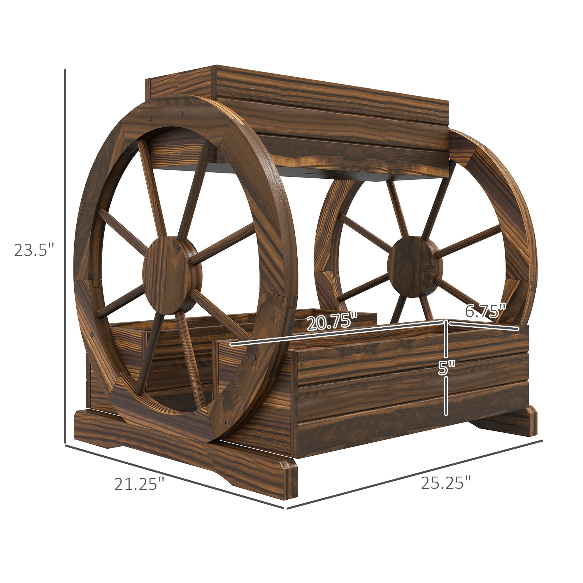 Outdoor Wooden Wagon Planter Box