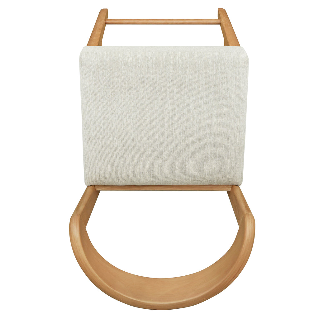 Solid Rubber Wood Counter Stools (Natural Oak + Beige) - Set of 2