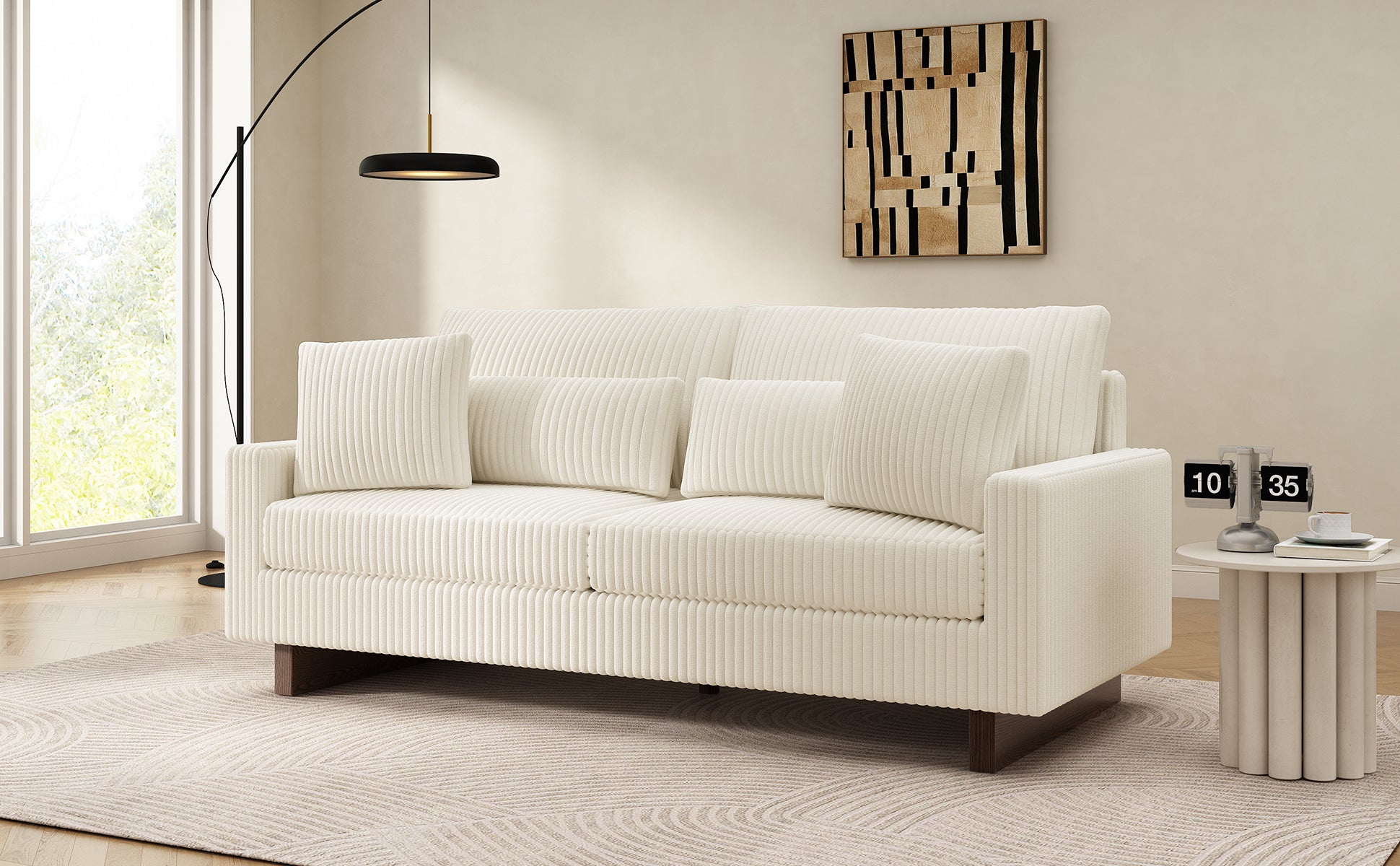 Modern Loveseat Sofa with Four Pillows
