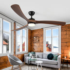 72 Inch Solid Wood Ceiling Fan with Lights and Remote Control