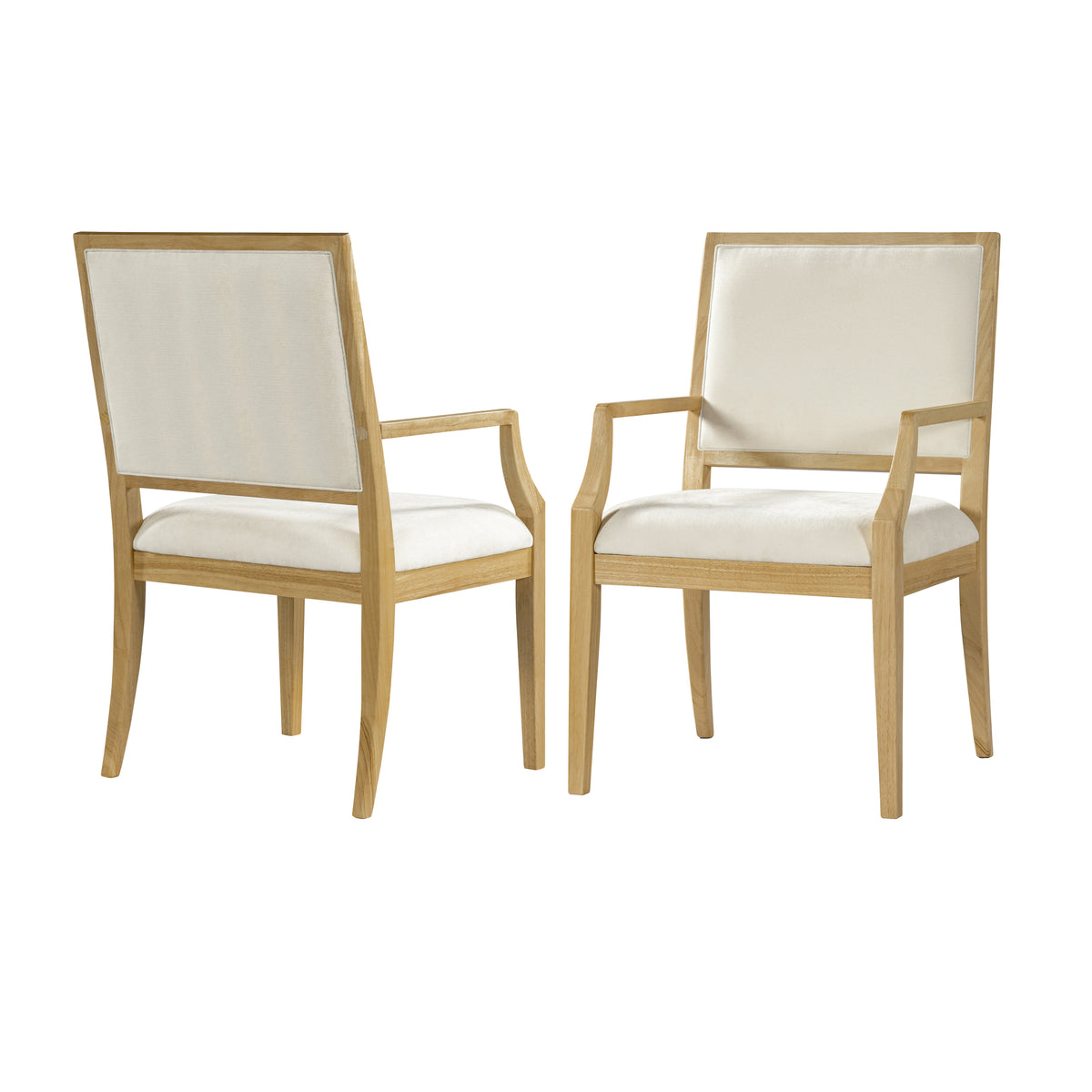 Indoor Upholstered  Arm Dining Chairs With Rubber Wood(Set of 2),Natural+Beige