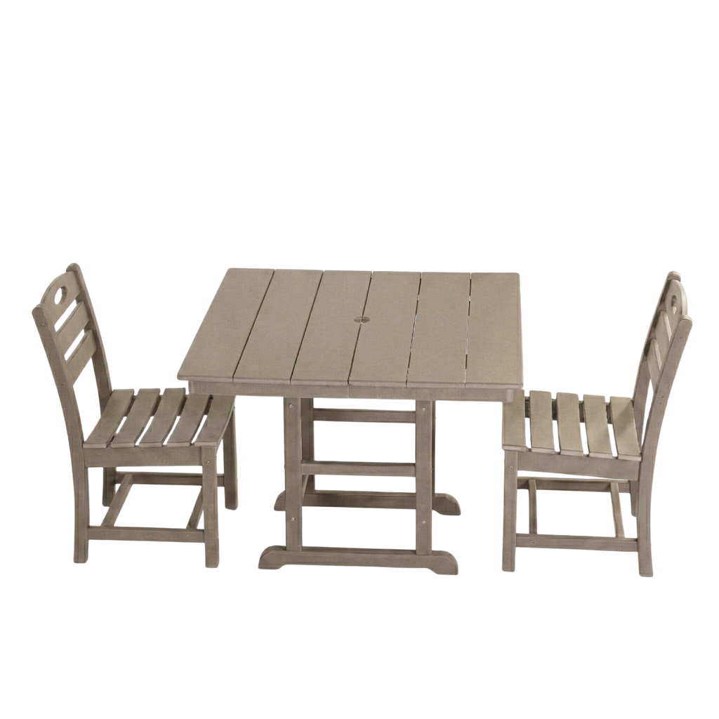 Antique Wood HDPE Outdoor Patio Dining Set