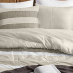 3-Piece King/Cal King Stripe Textured Print Comforter Set