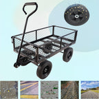 Black Solid Wheels Wagon Cart