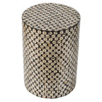 D14x20" Cylindrical Garden Capiz Stool, Accent Side Table, Black/Gold