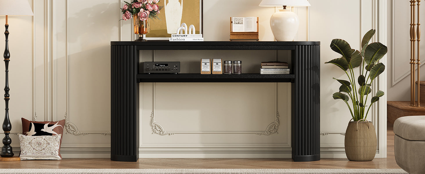 TREXM Rustic Console Table with Fluted Legs