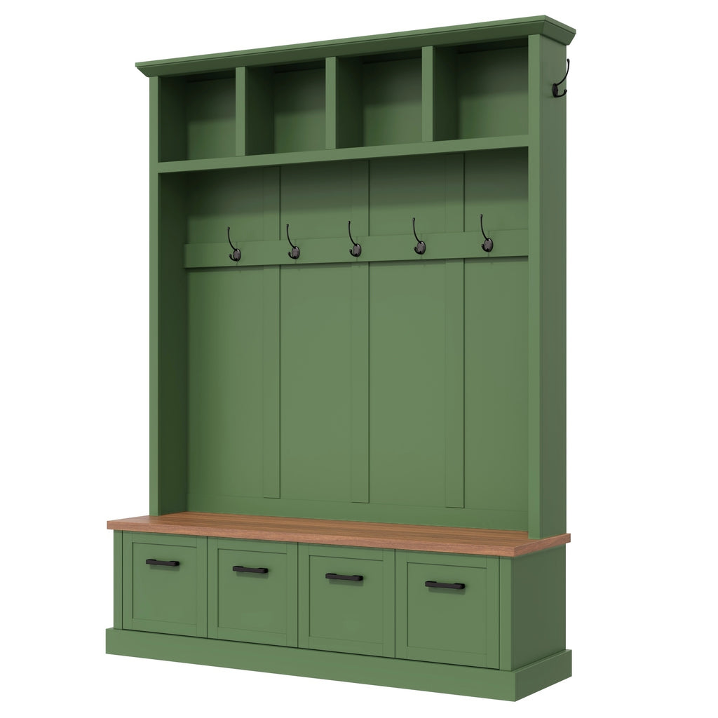 ON-TREND Farmhouse Hall Tree with Storage Bench