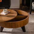 31.5" Retro Round Coffee Table with Storage Space