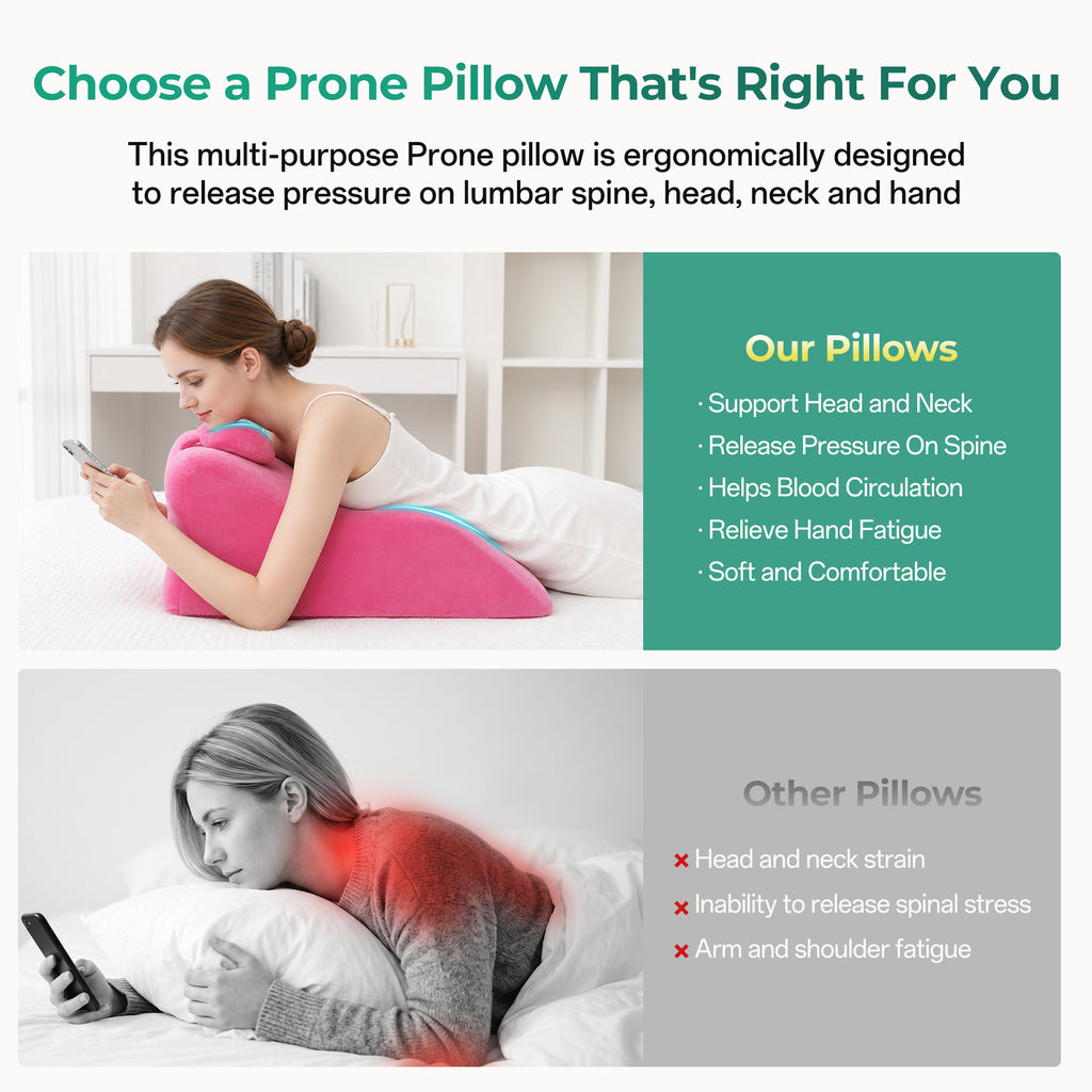 Ergonomic Spinal Posture Support & Multi-Functional Bed Pillow - Pink