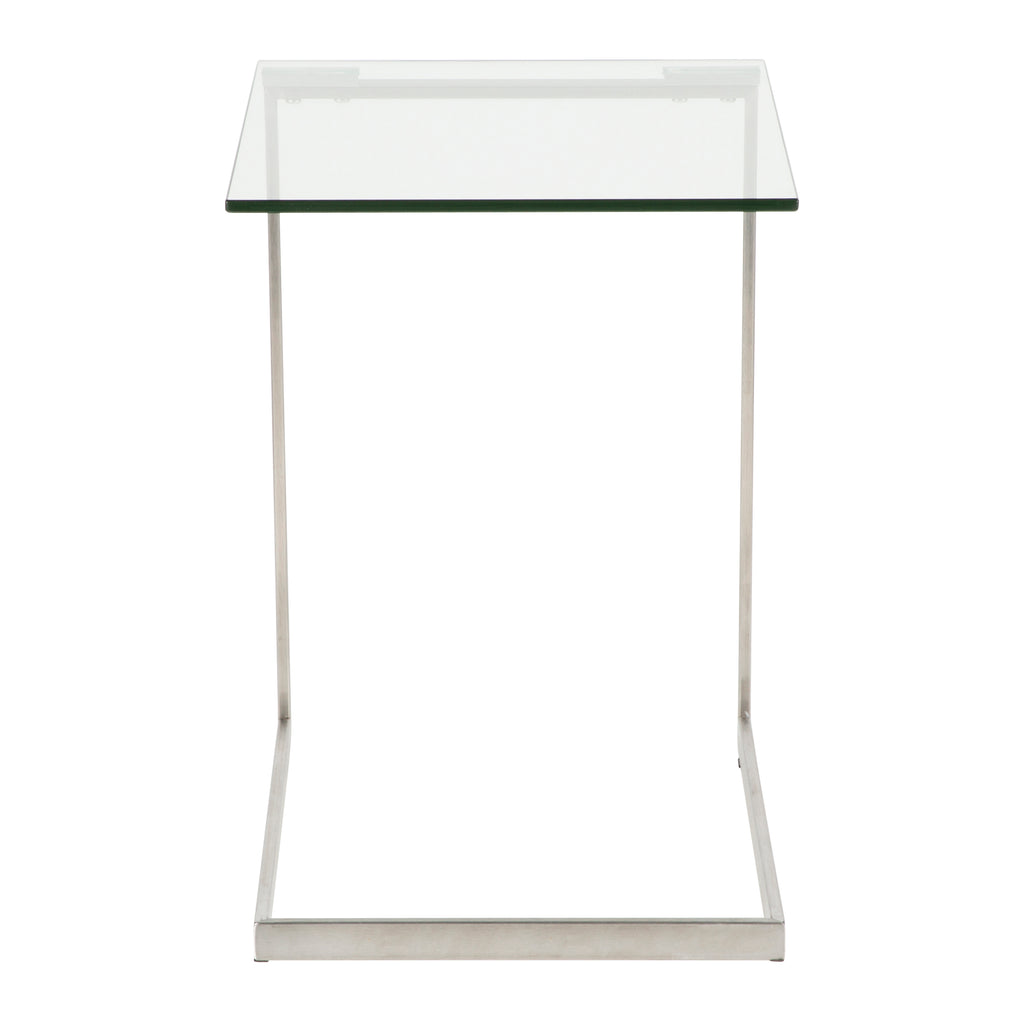 Zenn Contemporary End Table with Clear Glass
