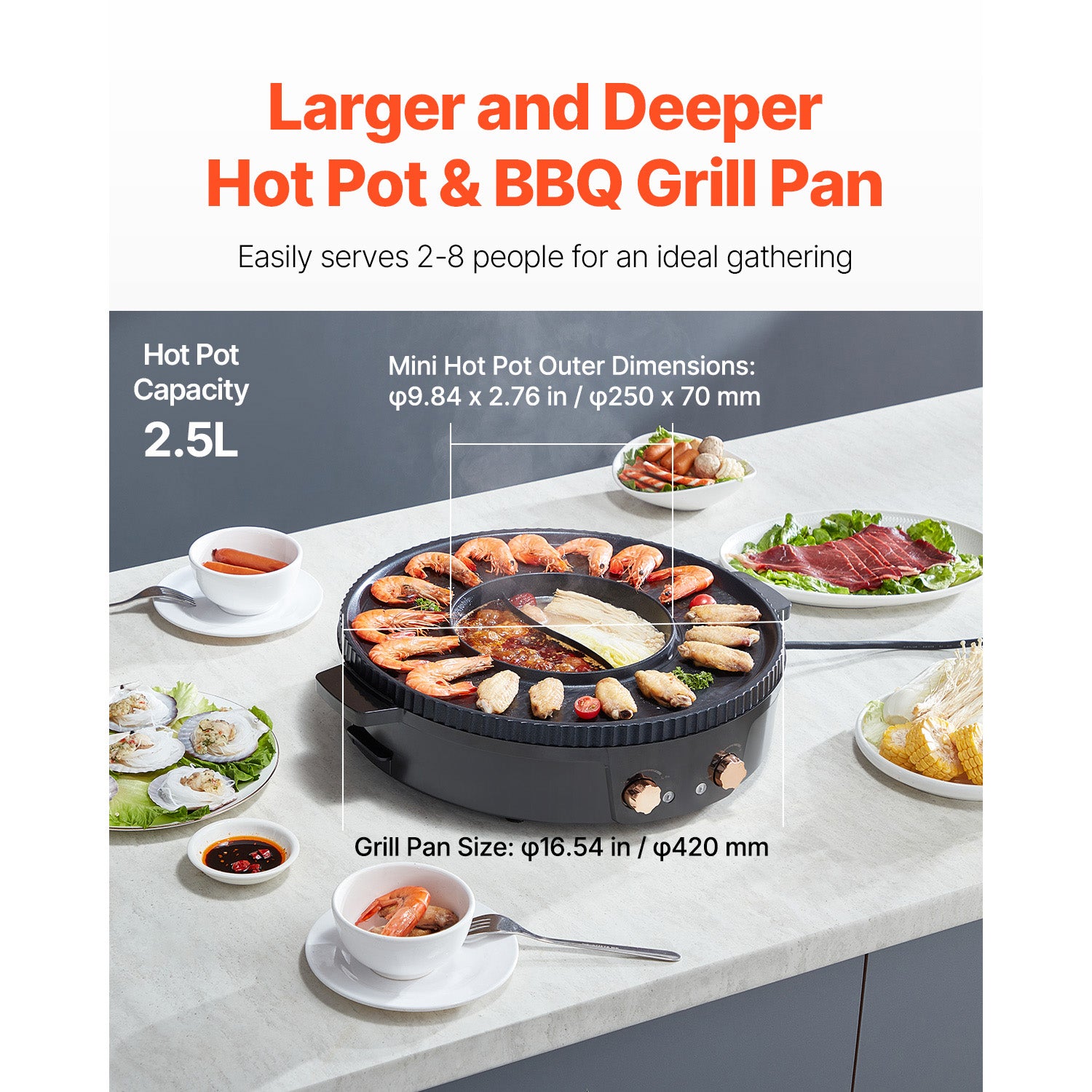 Hot Pot with Grill 1800W 2-in-1 Electric Smokeless Grill