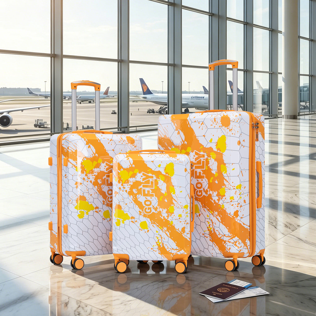 20"/24"/28" 3 Pcs/set in PC Spinner Wheel Luggage - Orange