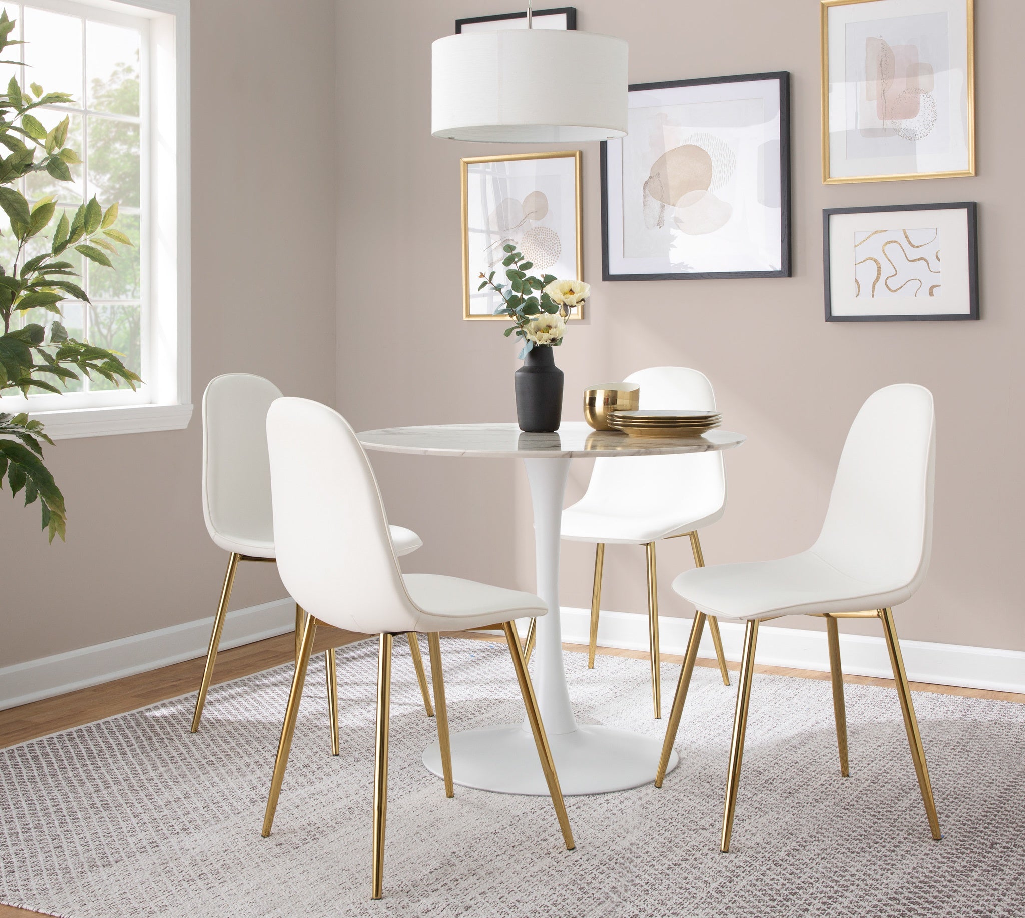 Modern Table with Round Marble Top