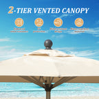 Rectangle Patio Umbrella with Crank Lift and Tilt Function