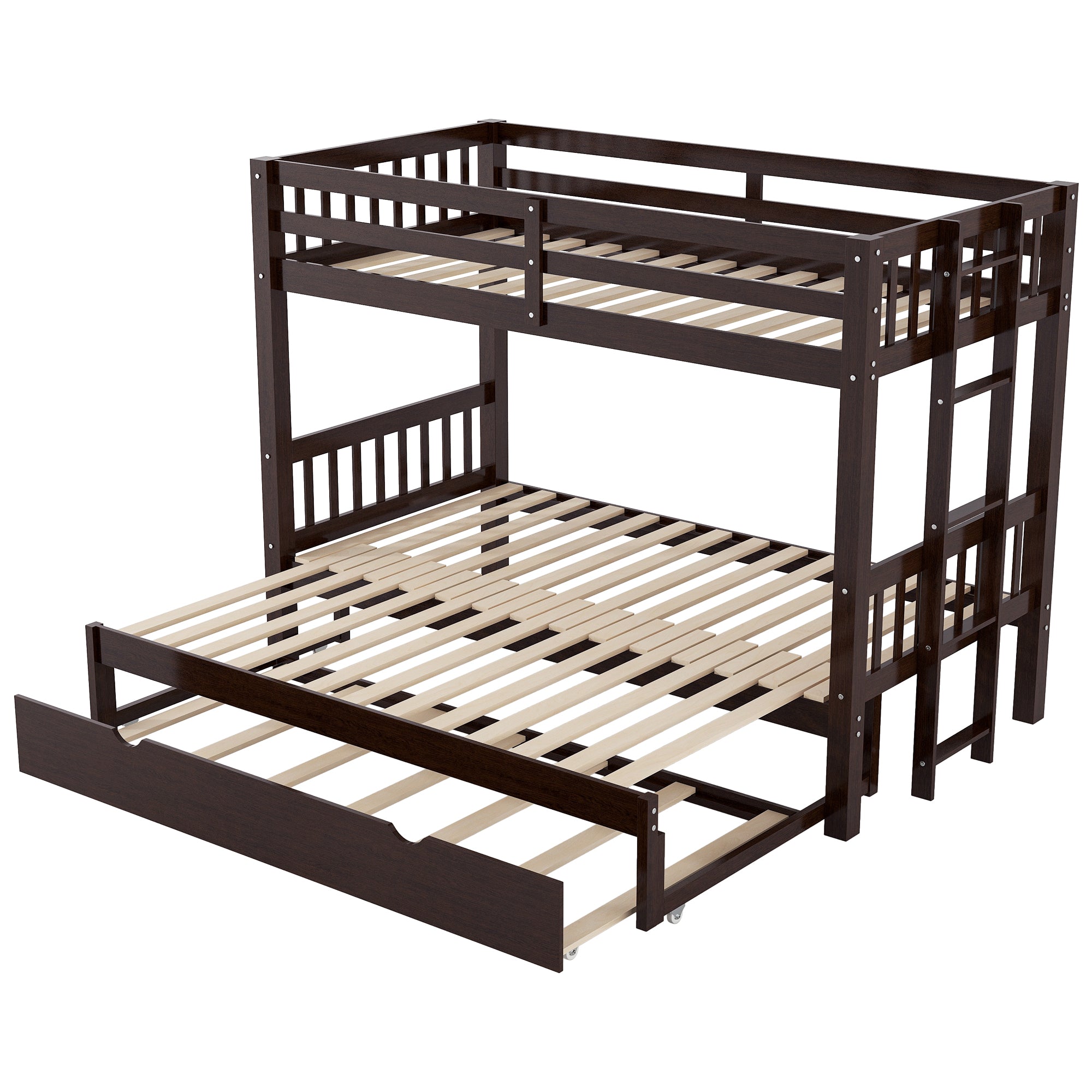Twin Over Pull-out Bunk Bed with Trundle, Espresso