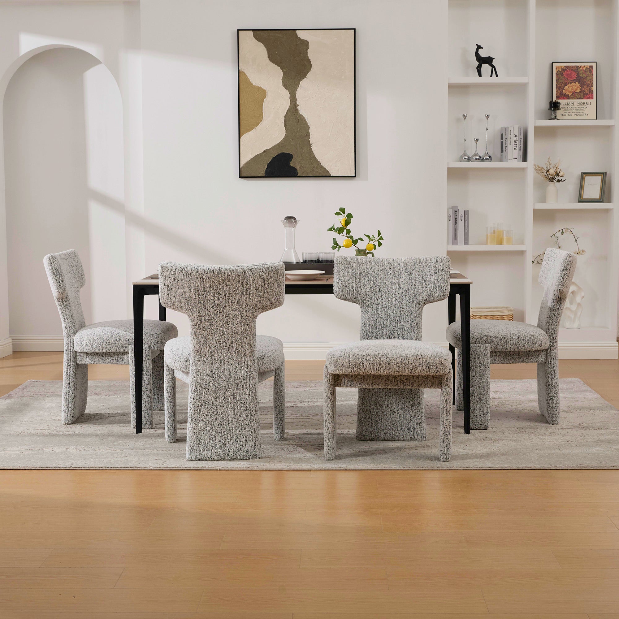 Modern Upholstered Chenille Dining Chair Set of 4