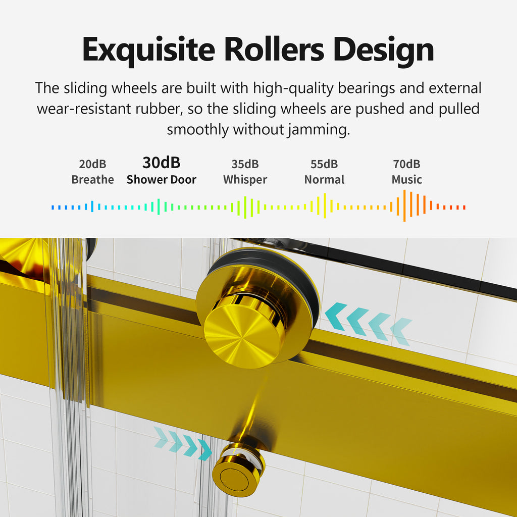 Frameless Double Sliding Soft-Close Shower Door in Brushed
