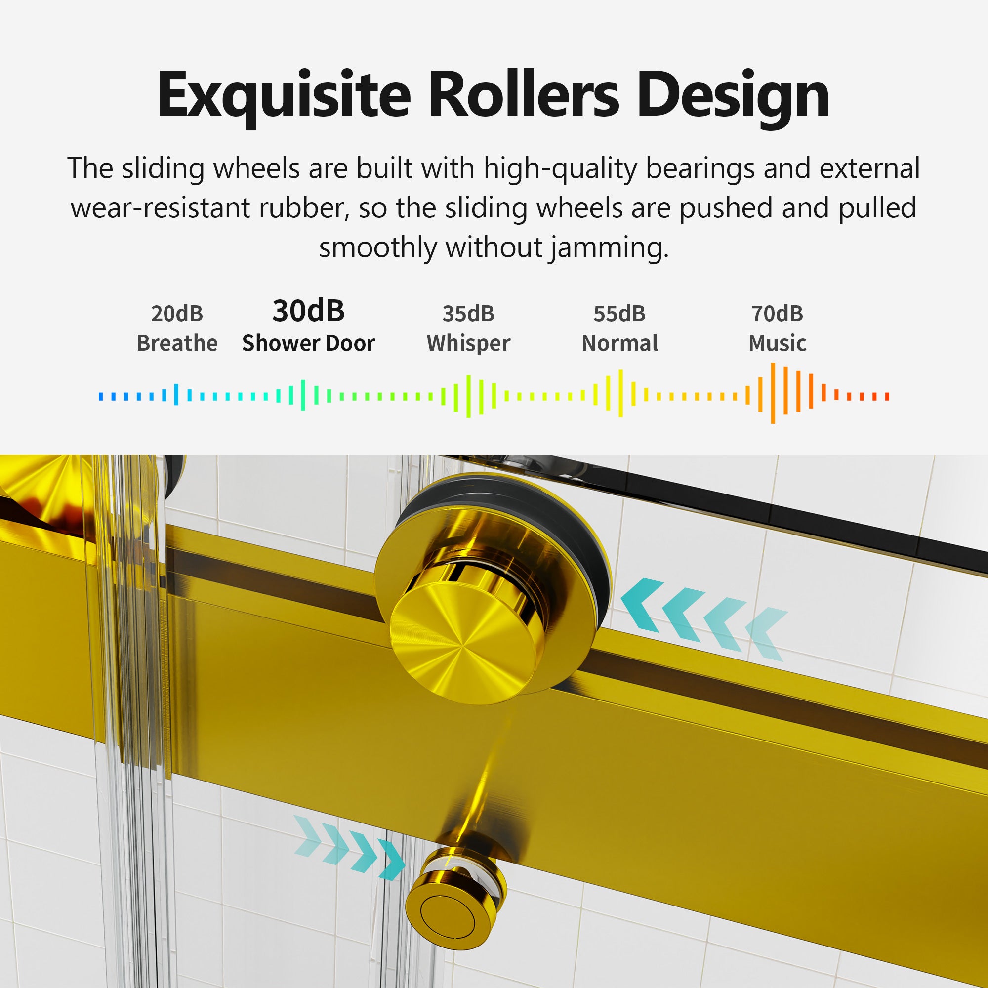 Frameless Double Sliding Soft-Close Shower Door in Brushed
