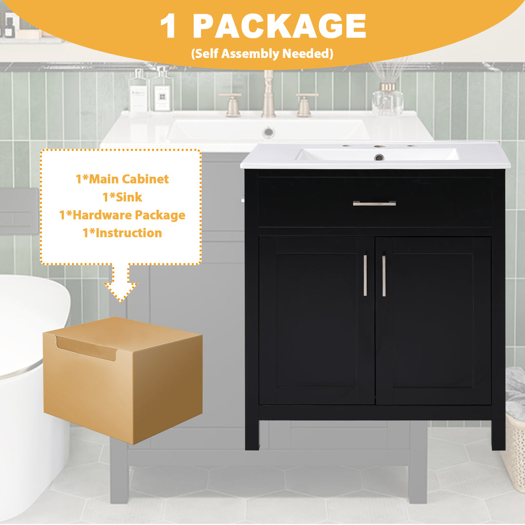 30-Inch Bathroom Vanity with Ceramic Sink and Ample Storage