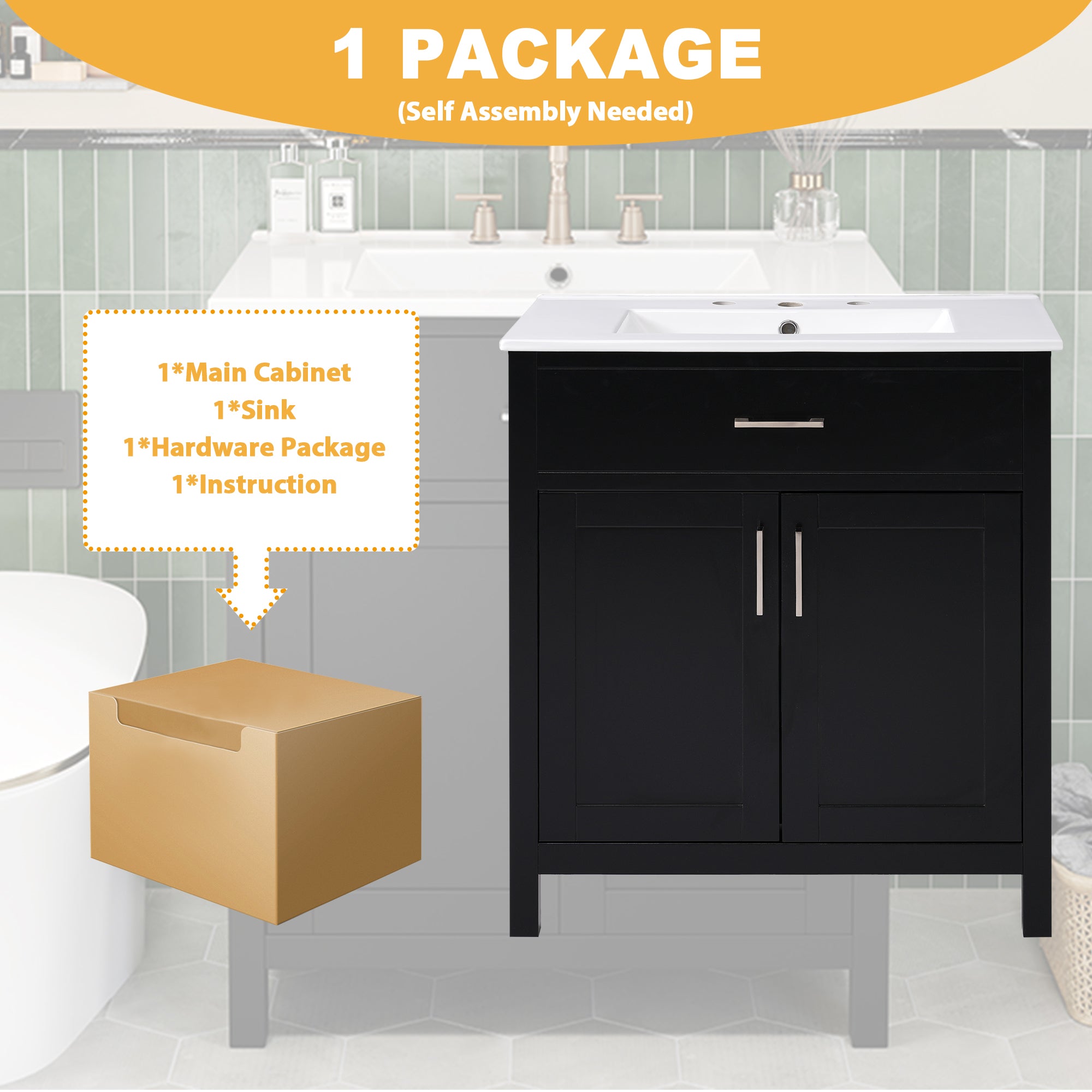 30-Inch Bathroom Vanity with Ceramic Sink and Ample Storage