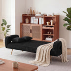 74 Inch Straight Corduroy Sofa Bed with Pillows