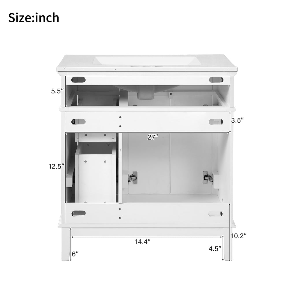 30" Bathroom Vanity with Ceramic Sink