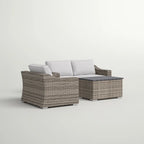 Stylish Rattan Wicker 3-Person Seating Group with Plush Cushions