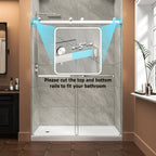 Brushed Nickel Reversible Installation Double Bypass Sliding Shower Door