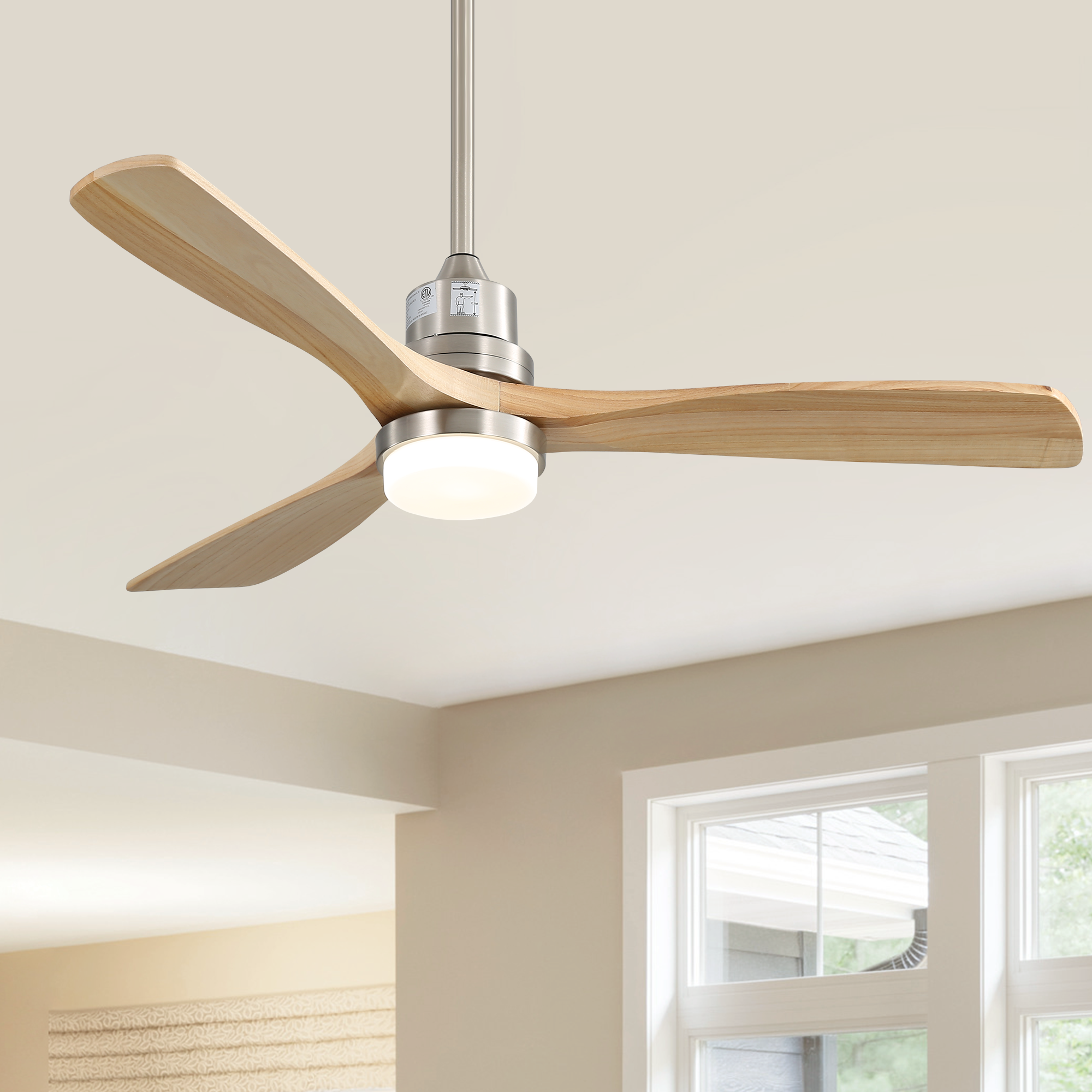 Indoor 52 Inch Ceiling Fan With Dimmable LED Light