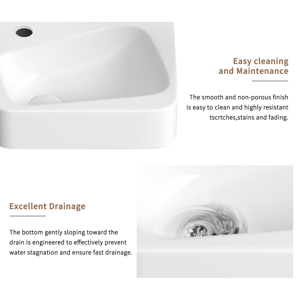 Floating Bathroom Sink Wall Mounted - Rectangle Vessel Sink