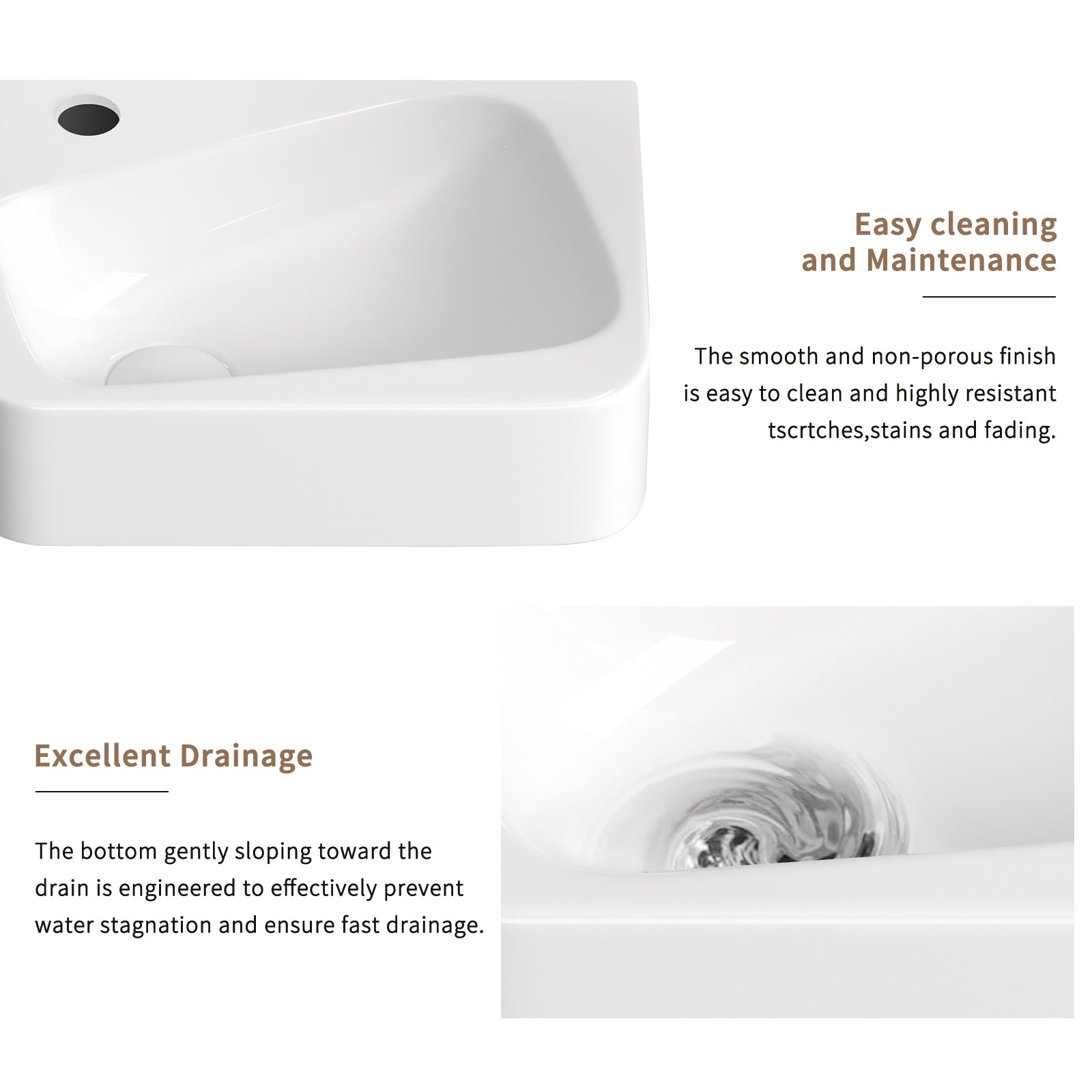 Floating Bathroom Sink Wall Mounted - Rectangle Vessel Sink