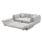 Chenille Stripe Fabric Compressed Sponge Sofa, 3-Seater