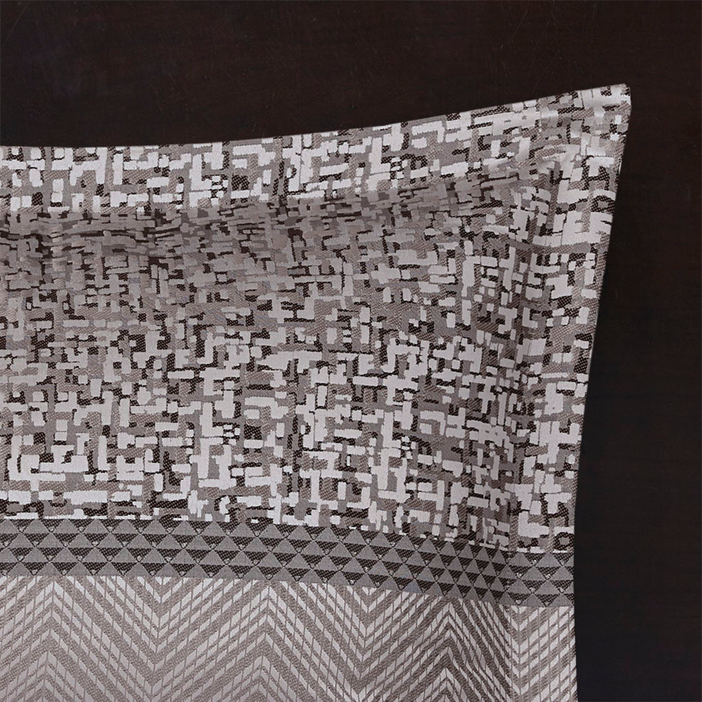 7 Piece Jacquard Comforter Set Grey/Taupe Cal King