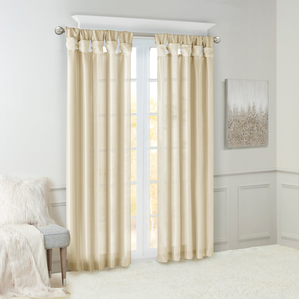 Twist Tab Lined Window Curtain Panel Champagne